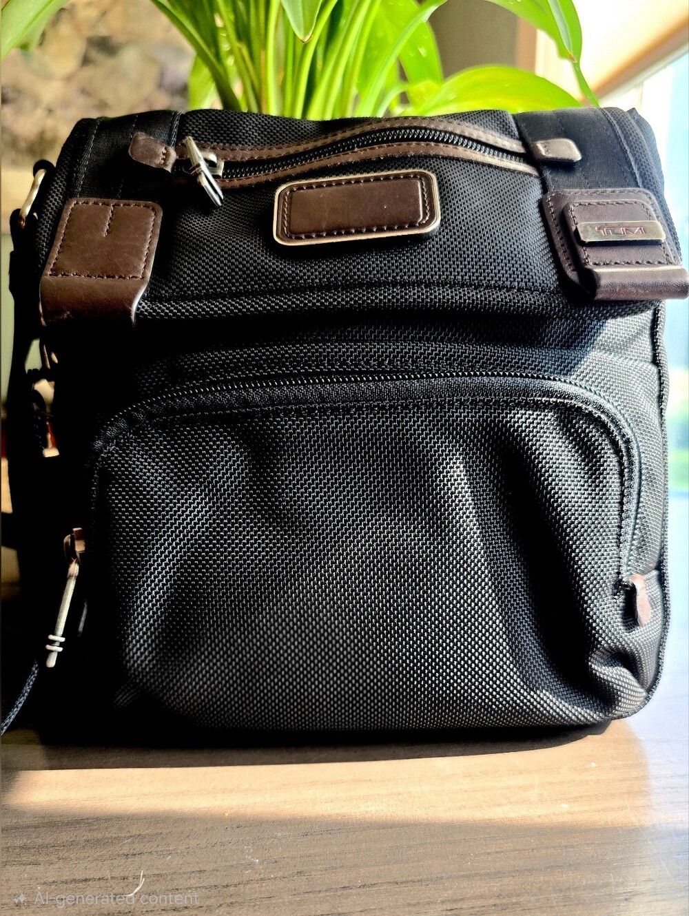 Tumi Black/Brown Nylon and Leather Alpha Bravo Barstow Messenger Bag